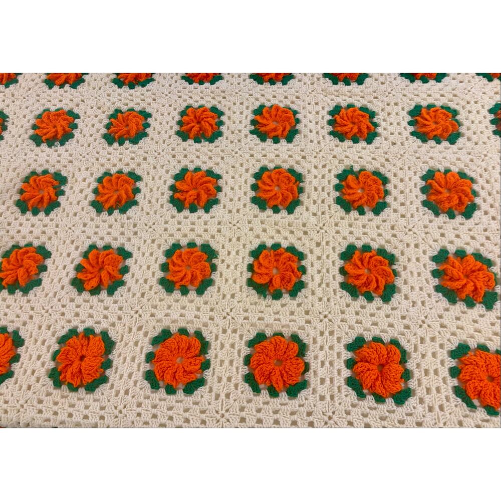 Vintage Crochet Granny Square Afghan Blanket